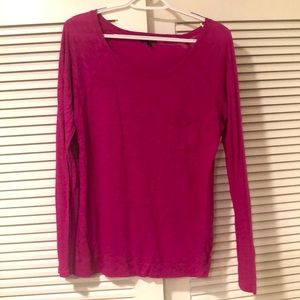 Express long sleeve boatneck shirt with front pocket, purple/pink, size Small, S